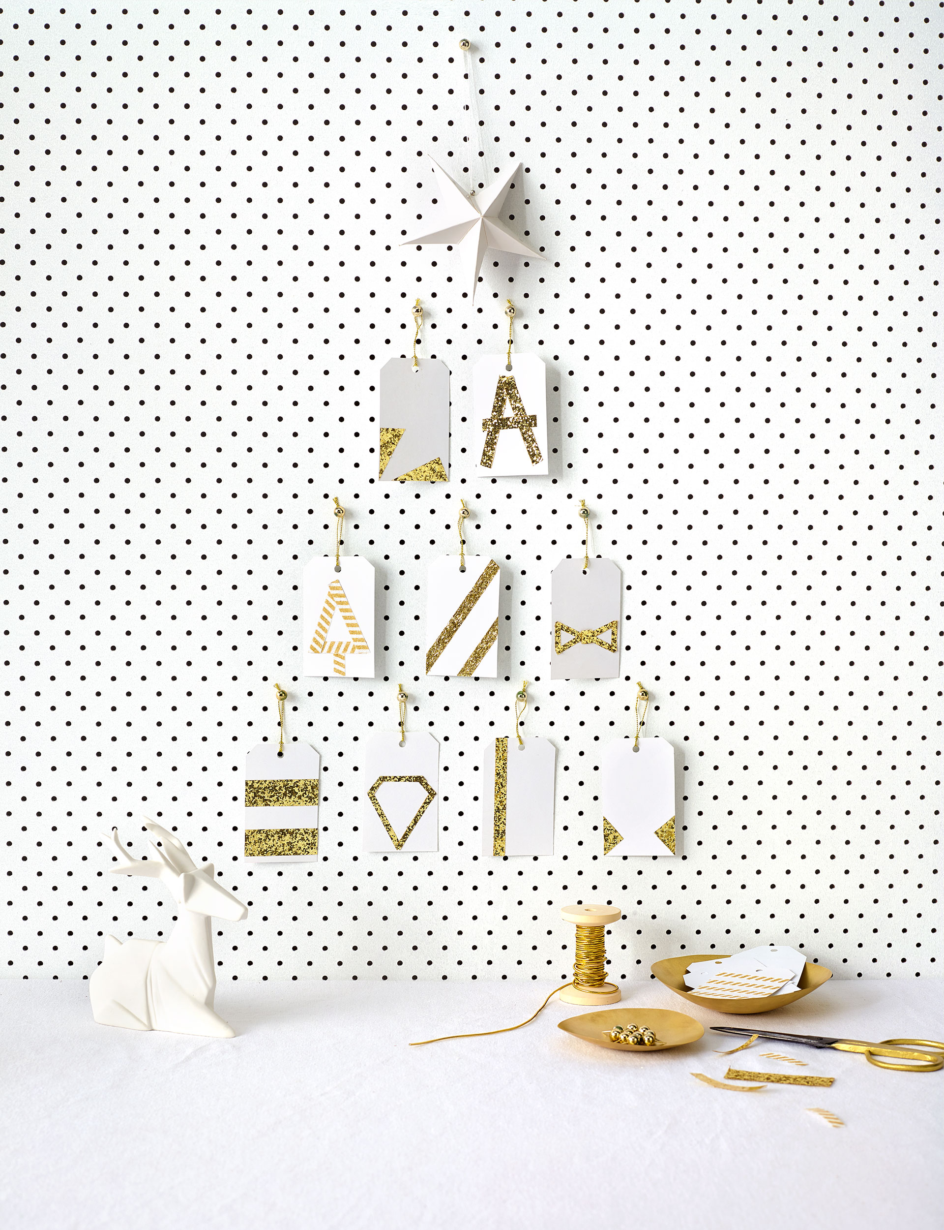 Gift tags, Christmas, gold